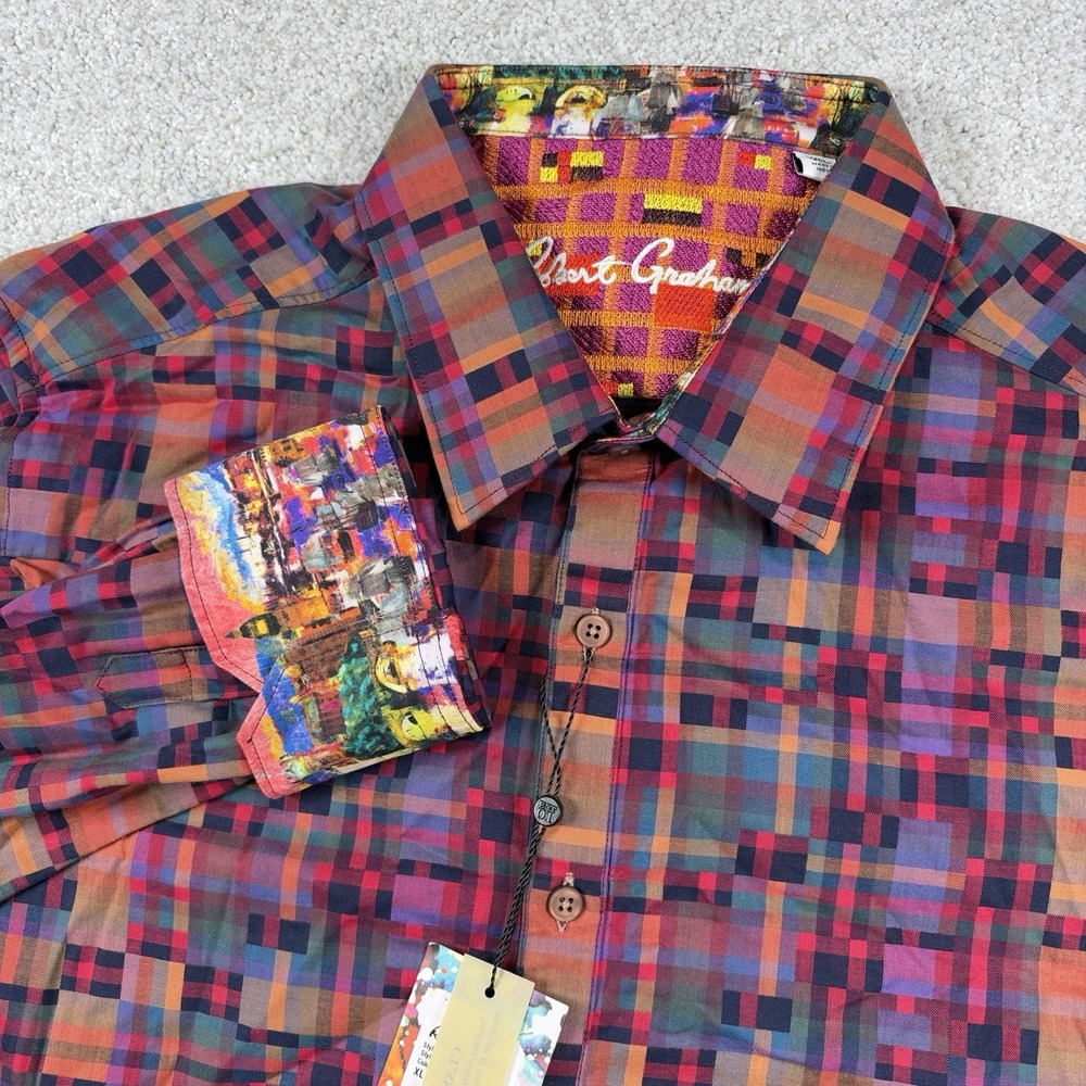 NEW Robert Graham Nash Shirt Mens XL Long Sleeve Button Down Classic Fit Plaid
